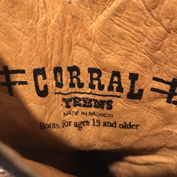 Corral Boots Girls Size 2.5 Teen Brown Leather Embroidered Western Boho Cowgirl - Picture 9 of 12